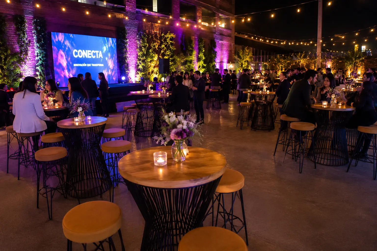 Coctel industrial nocturno — ideas para eventos