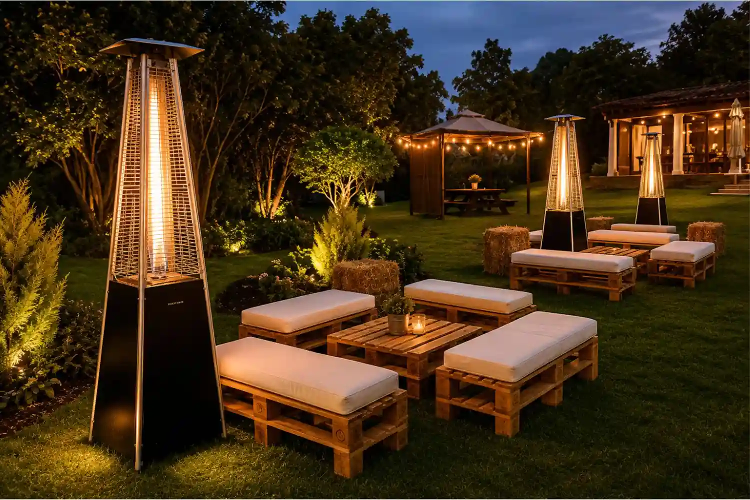 Salas de pallet en jardín — ideas para eventos