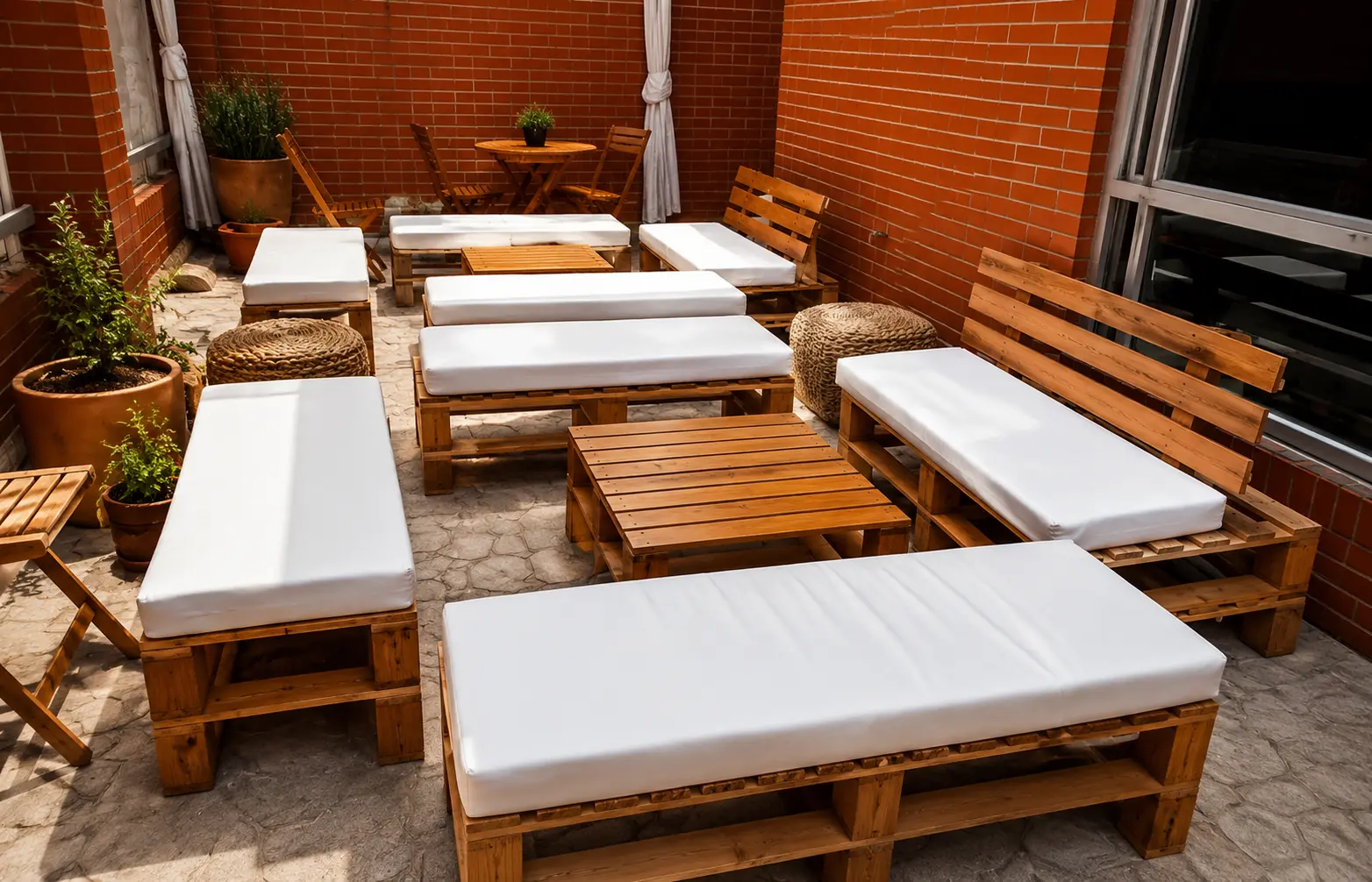 Salas lounge de pallet — ideas para eventos