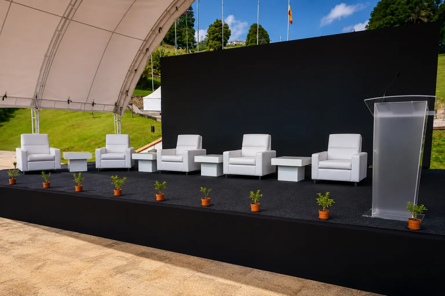Tarima de lanzamiento — ideas para eventos